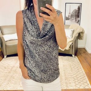 Vince Canute Black/White Cowl neck Top Size Small